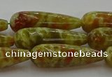 CNS620 15.5 inches 10*30mm teardrop green dragon serpentine jasper beads