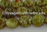 CNS622 15.5 inches 10mm flat round green dragon serpentine jasper beads