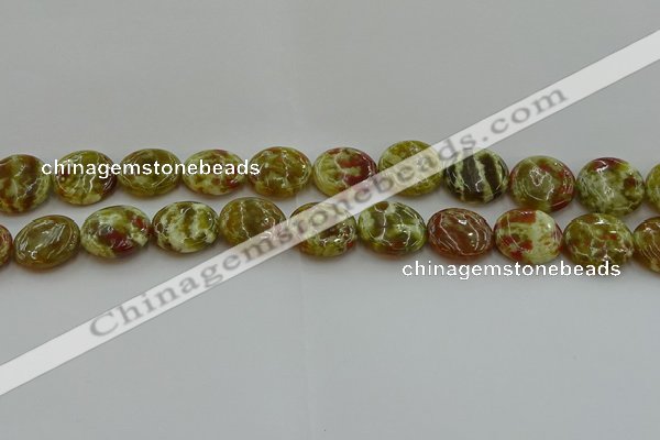 CNS625 15.5 inches 18mm flat round green dragon serpentine jasper beads