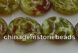 CNS626 15.5 inches 20mm flat round green dragon serpentine jasper beads