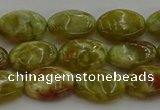 CNS631 15.5 inches 10*14mm oval green dragon serpentine jasper beads