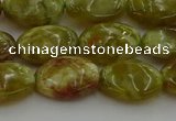 CNS632 15.5 inches 12*16mm oval green dragon serpentine jasper beads