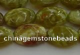 CNS633 15.5 inches 13*18mm oval green dragon serpentine jasper beads