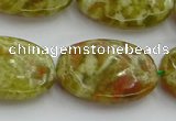 CNS635 15.5 inches 18*25mm oval green dragon serpentine jasper beads