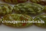 CNS636 15.5 inches 15*30mm oval green dragon serpentine jasper beads