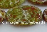 CNS638 15.5 inches 30*40mm oval green dragon serpentine jasper beads