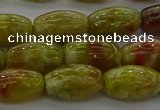 CNS641 15.5 inches 7*12mm rice green dragon serpentine jasper beads