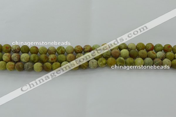 CNS650 15.5 inches 6mm round matte green dragon serpentine jasper beads