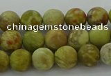 CNS651 15.5 inches 8mm round matte green dragon serpentine jasper beads