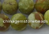 CNS655 15.5 inches 16mm round matte green dragon serpentine jasper beads