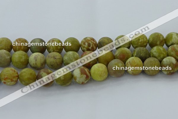 CNS656 15.5 inches 18mm round matte green dragon serpentine jasper beads