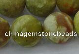 CNS657 15.5 inches 20mm round matte green dragon serpentine jasper beads