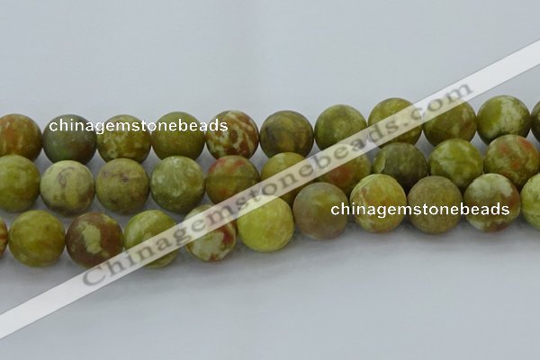 CNS657 15.5 inches 20mm round matte green dragon serpentine jasper beads