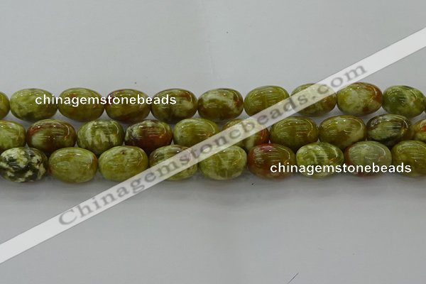 CNS664 15.5 inches 13*18mm drum green dragon serpentine jasper beads