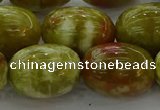 CNS665 15.5 inches 15*20mm drum green dragon serpentine jasper beads