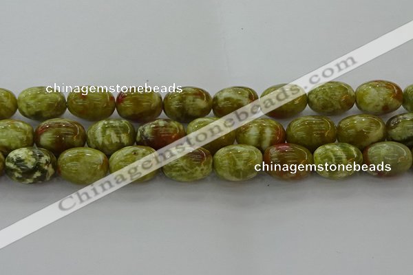 CNS665 15.5 inches 15*20mm drum green dragon serpentine jasper beads