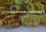 CNS671 15.5 inches 12*16mm rectangle green dragon serpentine jasper beads