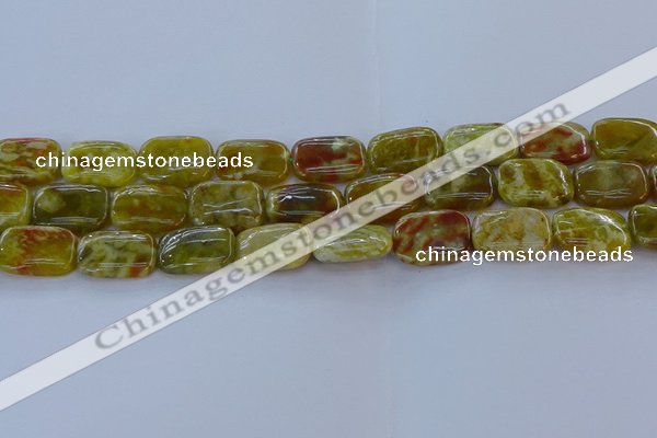 CNS672 15.5 inches 13*18mm rectangle green dragon serpentine jasper beads