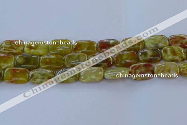 CNS673 15.5 inches 15*20mm rectangle green dragon serpentine jasper beads