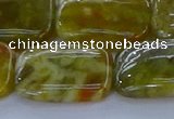 CNS674 15.5 inches 18*25mm rectangle green dragon serpentine jasper beads