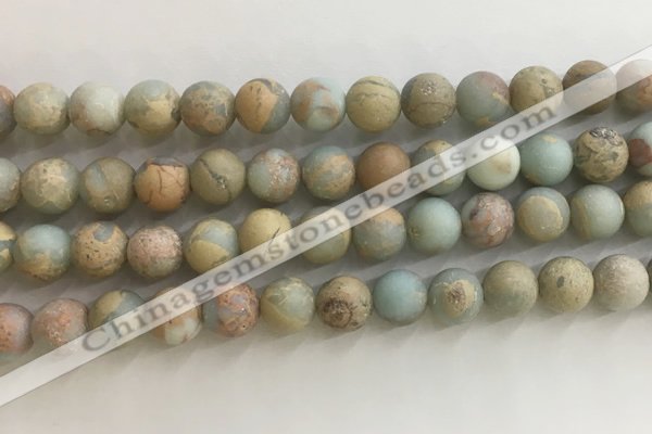 CNS708 15.5 inches 8mm round matte serpentine jasper beads