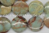 CNS83 15.5 inches 20mm flat round natural serpentine jasper beads