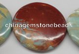 CNS88 15.5 inches 55mm flat round natural serpentine jasper beads