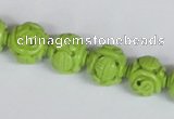 CNT08 16 inches 12mm carved round natural turquoise beads wholesale