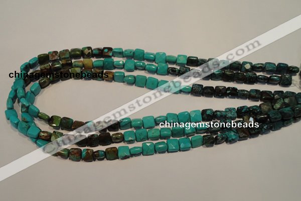 CNT125 15.5 inches 7*7mm faceted square natural turquoise beads