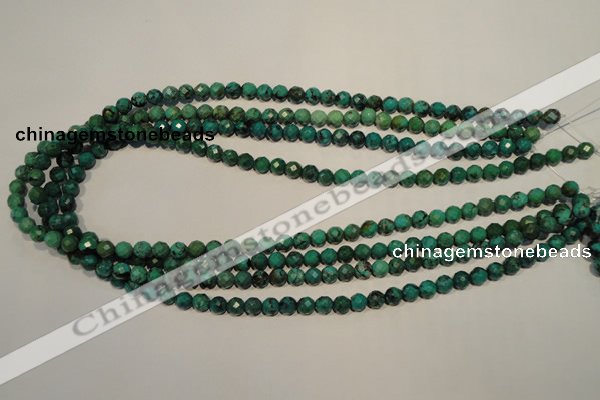 CNT140 15.5 inches 5.5mm - 6mm faceted round natural turquoise beads