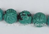 CNT32 16 inches 16mm carved round natural turquoise beads wholesale