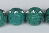 CNT33 16 inches 20mm carved round natural turquoise beads wholesale