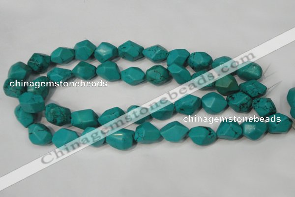 CNT374 15.5 inches 14*18mm faceted nuggets turquoise beads wholesale