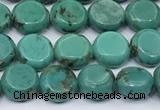 CNT559 15.5 inches 8mm flat round turquoise gemstone beads