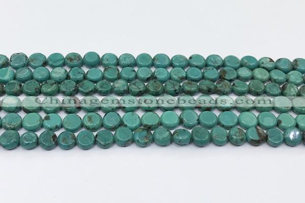 CNT559 15.5 inches 8mm flat round turquoise gemstone beads