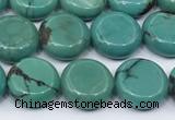 CNT560 15.5 inches 10mm flat round turquoise gemstone beads