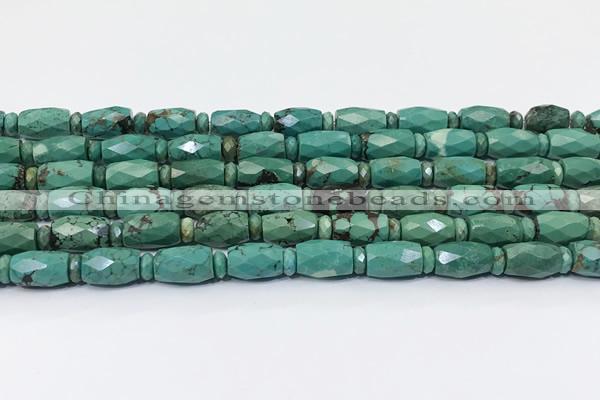 CNT571 15.5 inches 8*12mm faceted rice turquoise gemstone beads