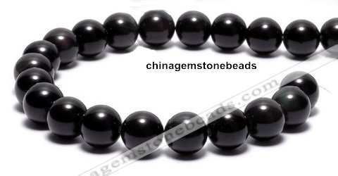 COB04 16 inches 12mm round black obsidian gemstone beads wholesale