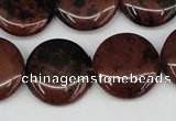 COB101 15.5 inches 20mm flat round mahogany obsidian beads