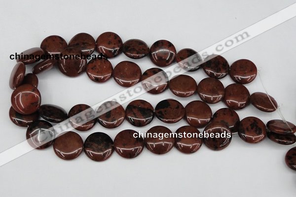 COB101 15.5 inches 20mm flat round mahogany obsidian beads