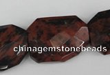 COB103 22*32mm twisted & faceted rectangle mahogany obsidian beads