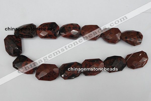 COB103 22*32mm twisted & faceted rectangle mahogany obsidian beads