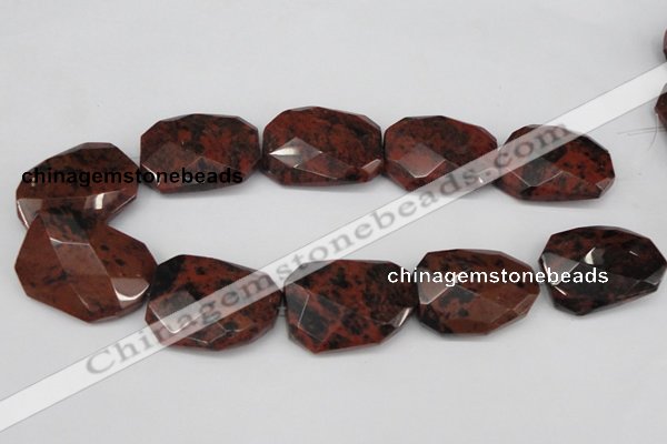 COB104 30*40mm twisted & faceted rectangle mahogany obsidian beads