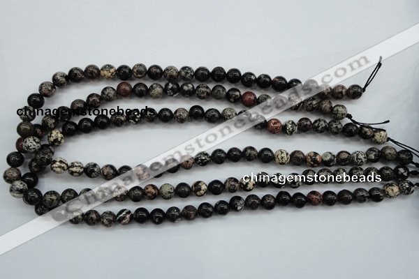 COB151 15.5 inches 8mm round snowflake obsidian beads