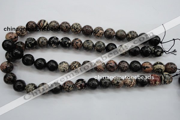 COB154 15.5 inches 14mm round snowflake obsidian beads