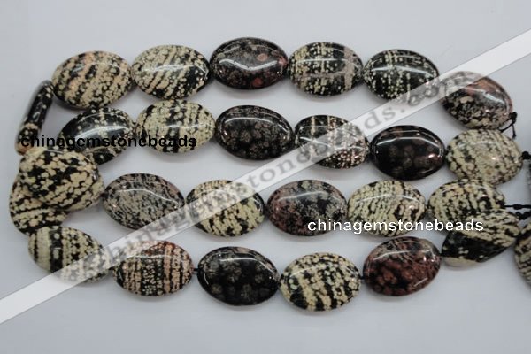 COB157 15.5 inches 22*30mm oval snowflake obsidian beads