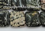 COB166 15.5 inches 20*20mm square snowflake obsidian beads