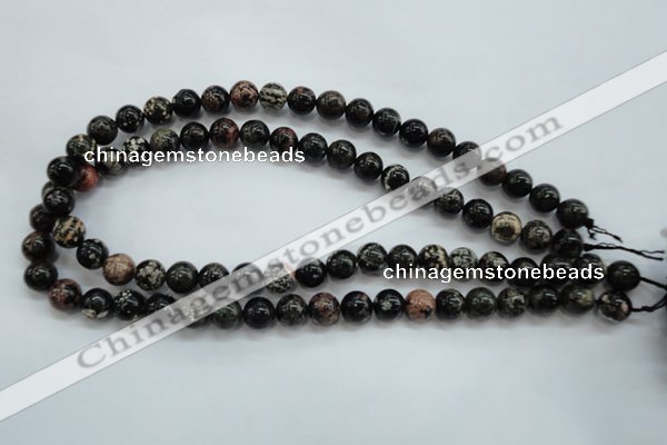 COB170 15.5 inches 10mm round snowflake obsidian beads