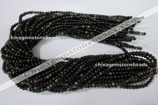 COB251 15.5 inches 4mm round golden obsidian beads wholesale