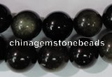 COB256 15.5 inches 14mm round golden obsidian beads wholesale